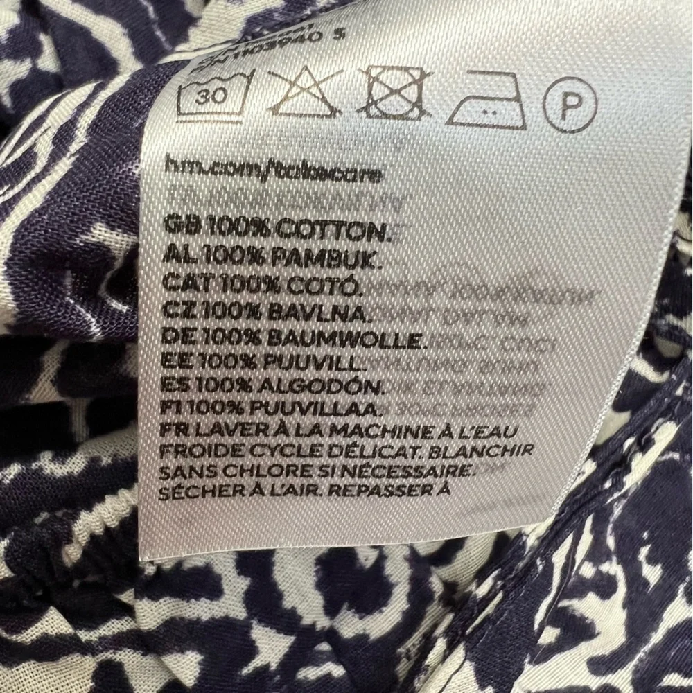 NWT blue white print gauzy cotton balloon sleeve oversized cropped blouse M - Picture 14 of 14